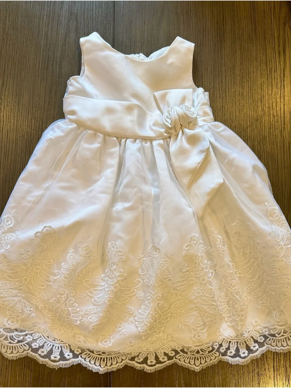 Jayne Copeland Ivory Lace Flower Sash Formal Dress for Girls